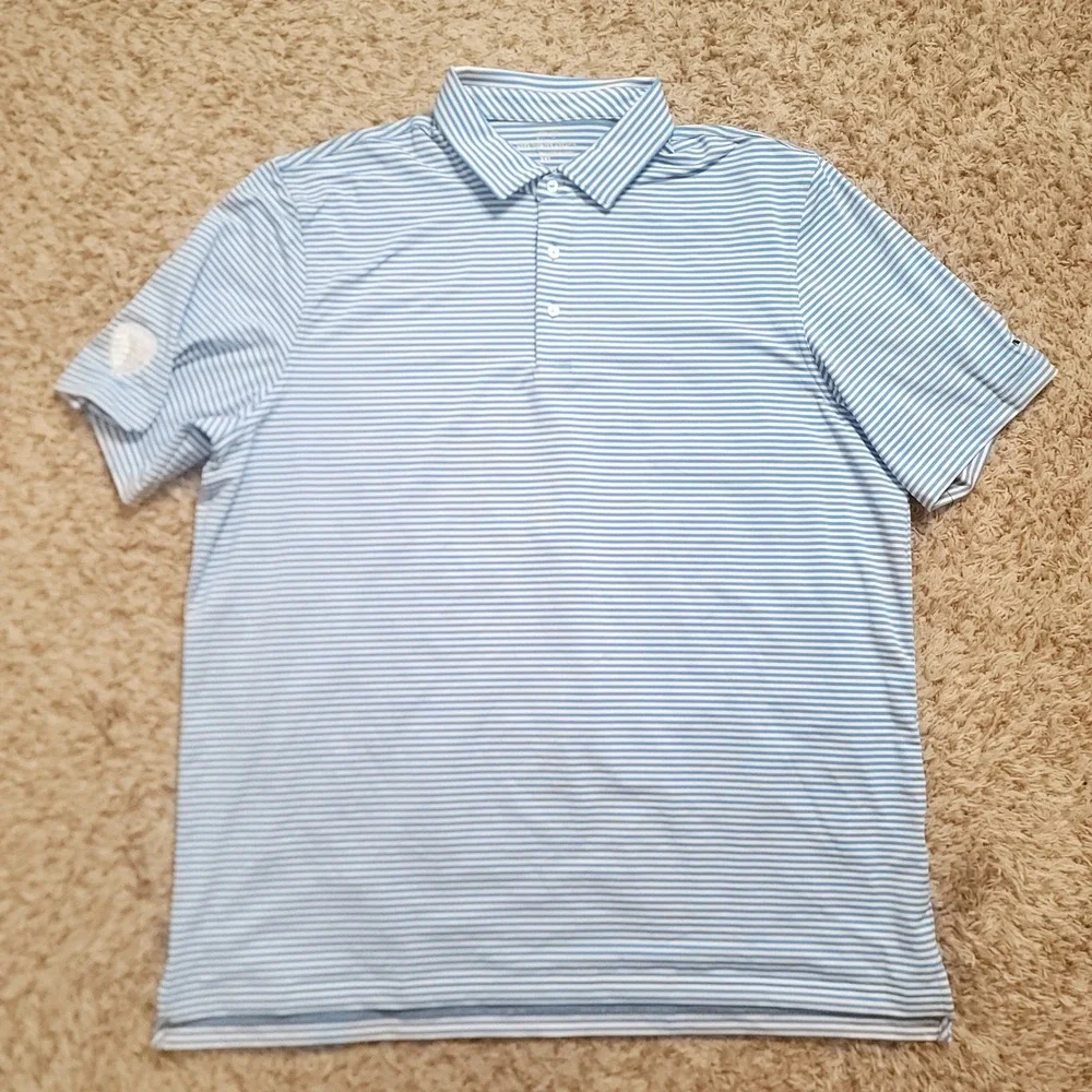 Vineyard‎ Vines Polo Shirt Mens 2XL Blue Striped Sporting KC Performance Golf - Picture 2 of 7